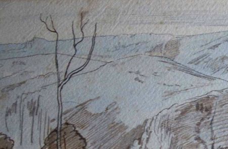 Mount Dirphys, Euboea, watercolour, 21 June 1848.  Private collection.