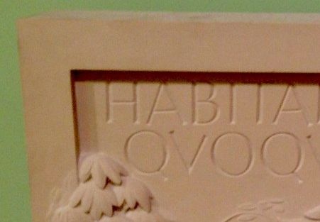 Ian Hamilton Finlay, wood carving,  Habitarunt di quoque silvas (Eclogues 2. 60): ‘Even gods have dwelt in woods’.
deCordova Sculpture Park and Museum,  Lincoln MA. 